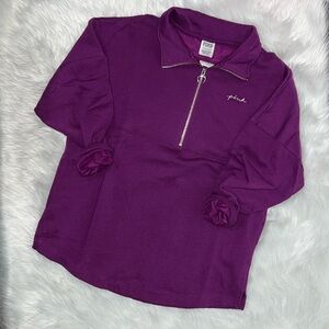 🆕 PINK Victoria’s Secret VS fleece oversized  Sweatshirt purple 💜 Small
